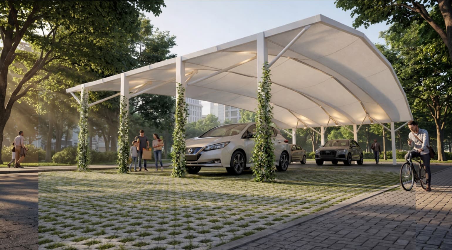 Tensevo standardised canopy system, full installation overview