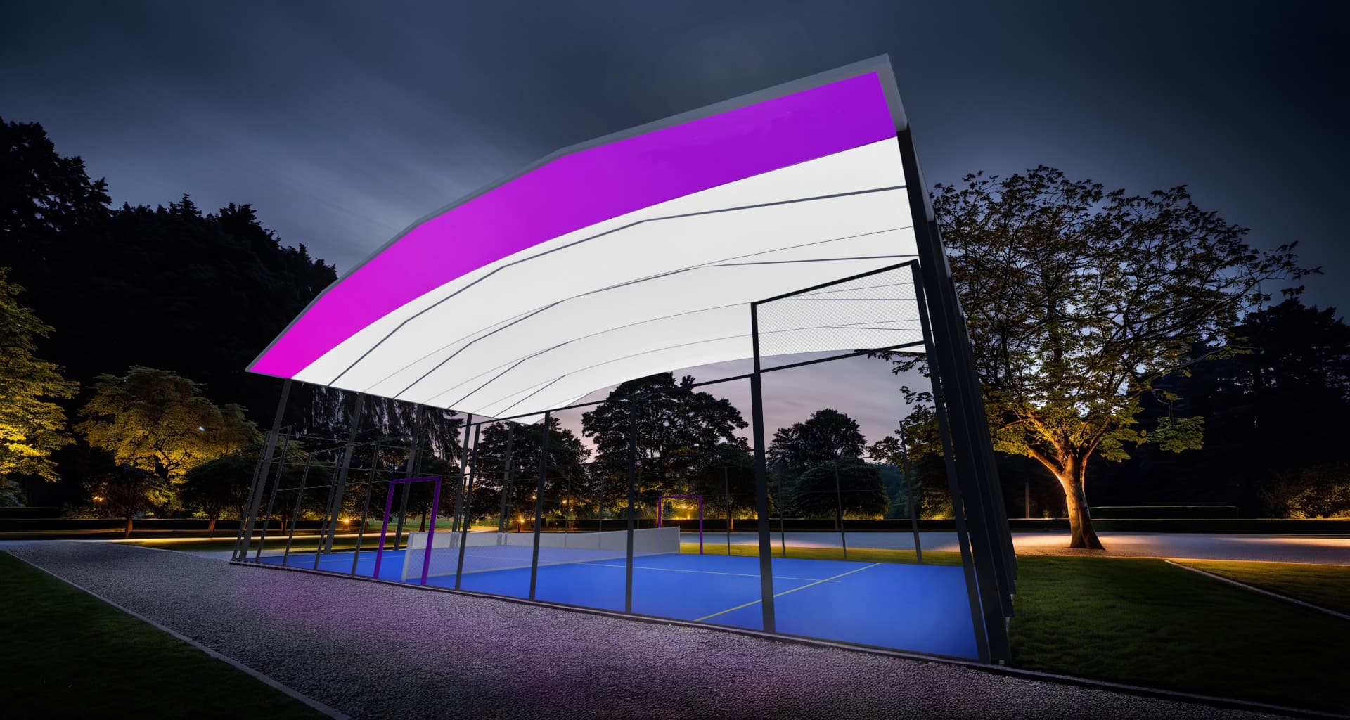 Tensevo canopy system installed over padel sports facility